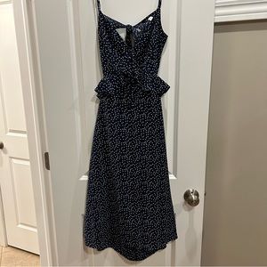 Navy Polka Dot Cut Out Dress